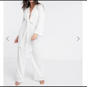 Plunge Tie Sequin Jumpsuit